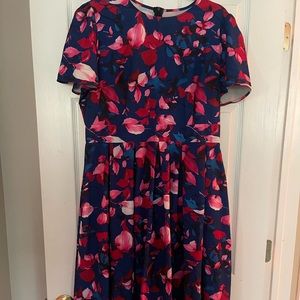 Blue and pink floral cocktail dress